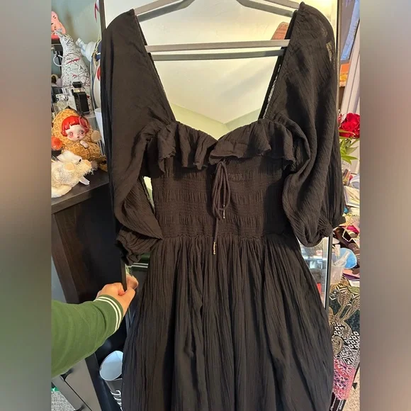 Free People Black Oasis Midi Dress - Picture 2 of 14